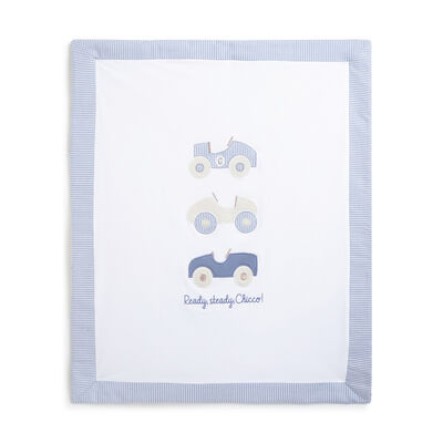 Boys White Knitted Pram Blanket